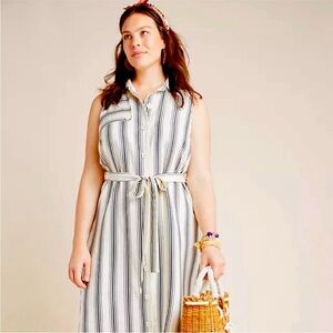 Maeve Anthropologie Plus Esther Black White Stripped Dress. NWT. Women Sz 20W